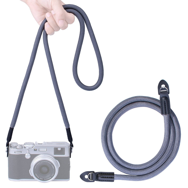  [AUSTRALIA] - VKO Camera Strap Rope Compatible with Sony Canon Nikon Fuji DSLR SLR Mirrorless Camera Rope Strap 100cm Gray