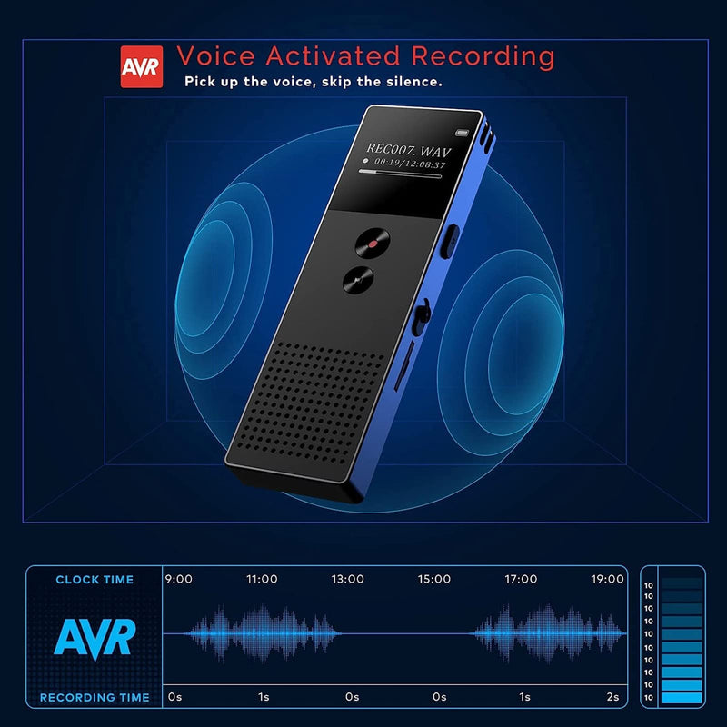  [AUSTRALIA] - 16GB Professional Digital Voice Recorder, Voice Recorder with FM, Supports one-Click Recording and Saving, Built-in Speaker, Ideal for Lessons, Meetings, Interviews