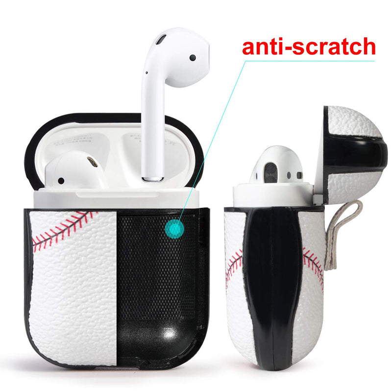  [AUSTRALIA] - HIDAHE Case for Airpods1&2, Airpods 1&2 Cover, Airpods 1&2 Skin Accessories Sport Pattern Airpods Cover Leather Case for Apple Charging Case for AirPods 1&2, Baseball Protective Baseball