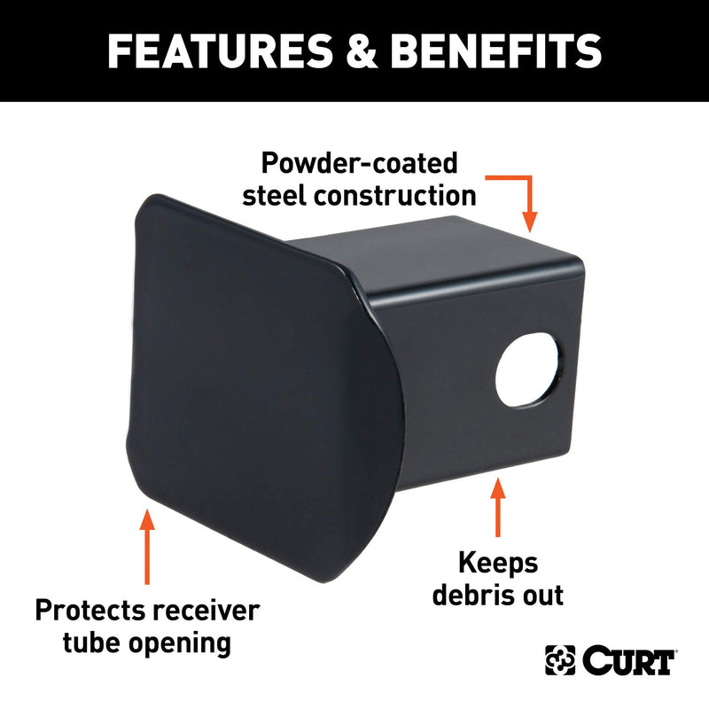  [AUSTRALIA] - CURT 22751 Black Retail Package Steel Trailer Hitch Cover, Fits 2-Inch Receiver