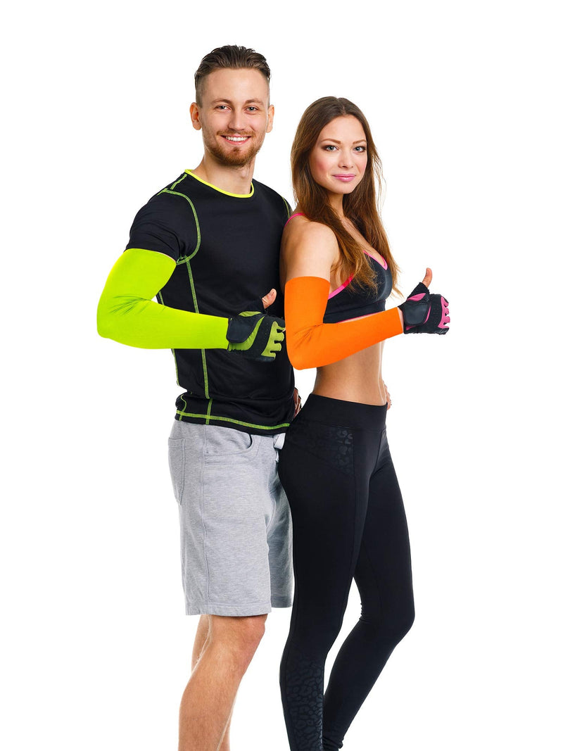  [AUSTRALIA] - 9 Pairs UV Protection Sleeves Cooling Sleeves Long Arm Covers Arm Sleeves for Men and Women Bright Colors