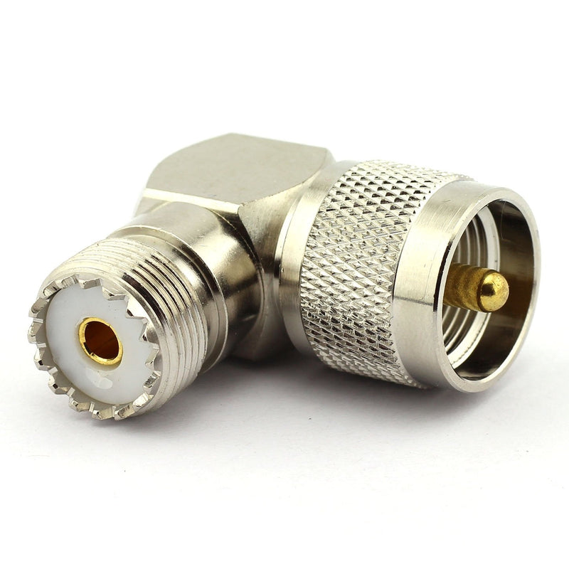  [AUSTRALIA] - DGZZI 2-Pack UHF Male to UHF Female Right Angle RF Coaxial Adapter UHF Coax Jack Connector