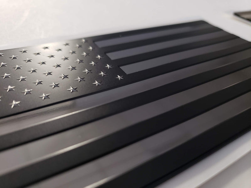  [AUSTRALIA] - EyeCatcher USA Flag Emblem Decal Black - 4 Pack Satin Black
