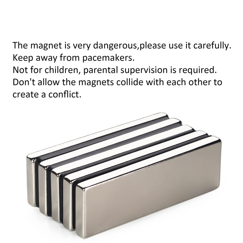  [AUSTRALIA] - Realth Magnets Bar Neodymium Strong Permanent Rare Earth Magnetic for Fridge Office Science Project Building Teaching and Craft 5 Pack(MC605)