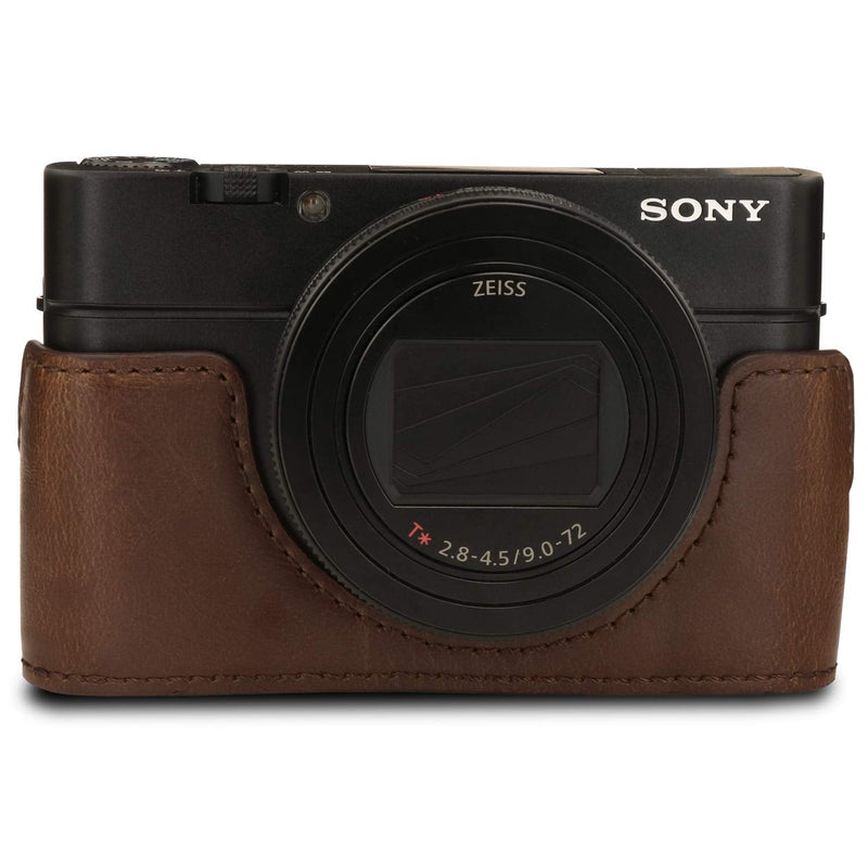  [AUSTRALIA] - MegaGear Ever Ready Leather Camera Case Compatible with Sony Cyber-Shot DSC-RX100 VII Dark Brown