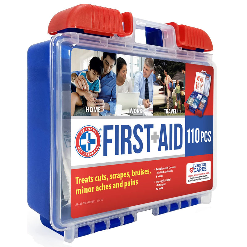 [AUSTRALIA] - Be Smart Get Prepared 110 Piece First Aid Kit: Clean, Treat, Protect Minor Cuts, Scrapes. Home, Office, Car, School, Business, Travel, Emergency, Survival, Hunting, Outdoor, Camping & Sports