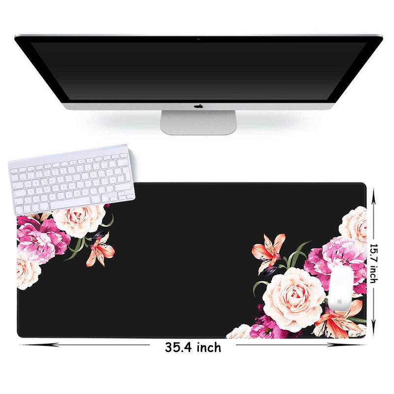 iLeadon Large Gaming Mouse Pad, Non-Slip Rubber Base Computer Mouse Pad Premium-Textured & Waterproof Mouse Pad for Desk, 35.1 x 15.75-inch 2.5mm Thick, Peony Flower Adorable Peony Flower - LeoForward Australia