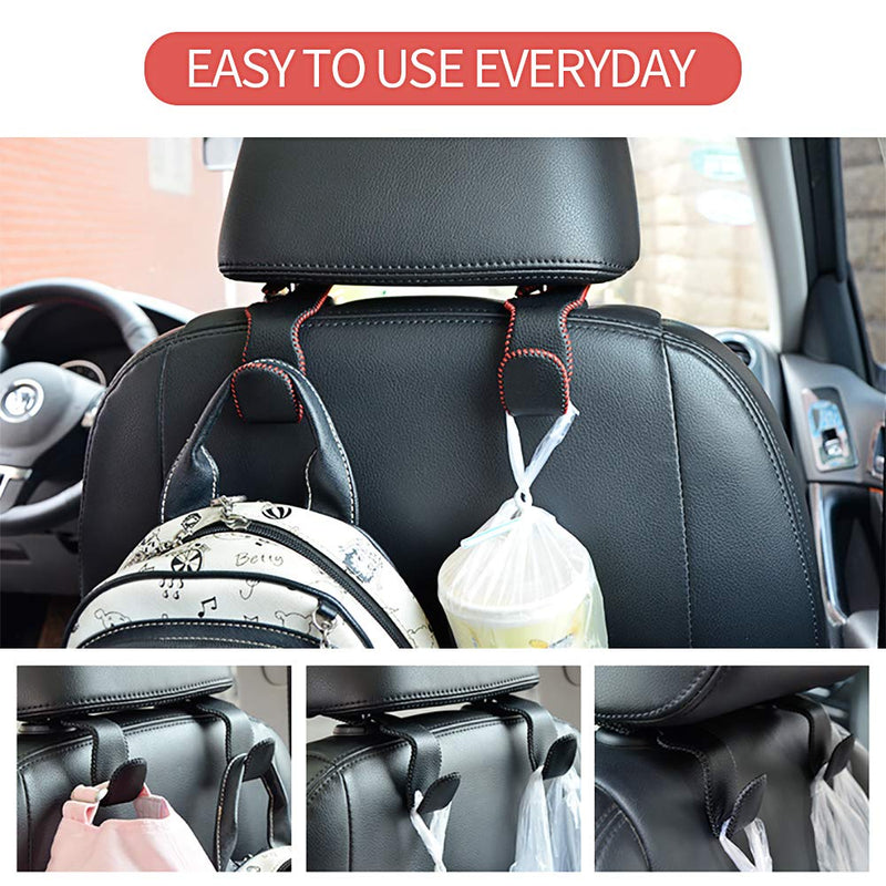  [AUSTRALIA] - Car Hooks Universal Car Vehicle Back Seat Headrest Hanger Holder Hook Microfiber Leather & Stainless Steel for Bag Purse Cloth Drink Grocery (Black) Black