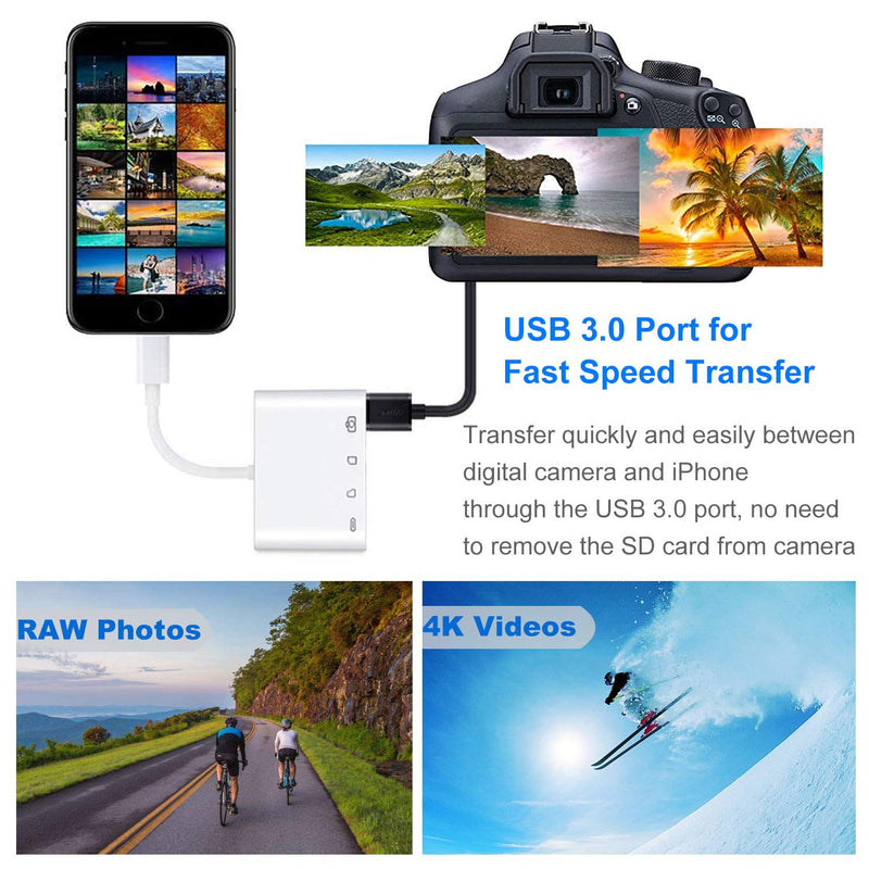 SD Card Reader for iPhone iPad, USB Camera Adapter with Fast Charging Port, Portable USB Adapter for iPhone, iPad to USB Adapter, Memory Card Camera Reader Adapter, Plug and Play - LeoForward Australia