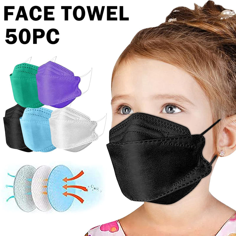  [AUSTRALIA] - 50Pcs Kids Disposable_Masks with 3D Designs,4-Ply Cute Printed Breathable Facemask with Nose Wire for Children School Outdoor Color-v