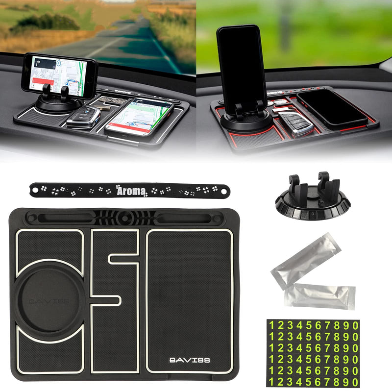  [AUSTRALIA] - Non-Slip Phone Pad for 4-in-1 Car,Sticky Dash Mat with 360°Rotating Design for Cell Phones,Dark Phone Pad with Temporary Car Parking Card Number Plate for Phones,Keys,Coin,Cards(No Aromatherapy Stick)
