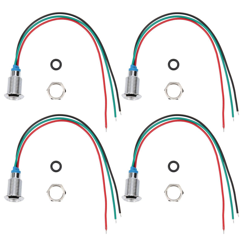 [AUSTRALIA] - 4 Sets Pre-Wired Round LEDs, Pre-Wired LED Diode Lights, Waterproof 2 Color Indicator Common Cathod 10mm 3-6V Pre-Wired Round LEDs(Red and Green) Buttons and Indicators Red and Green