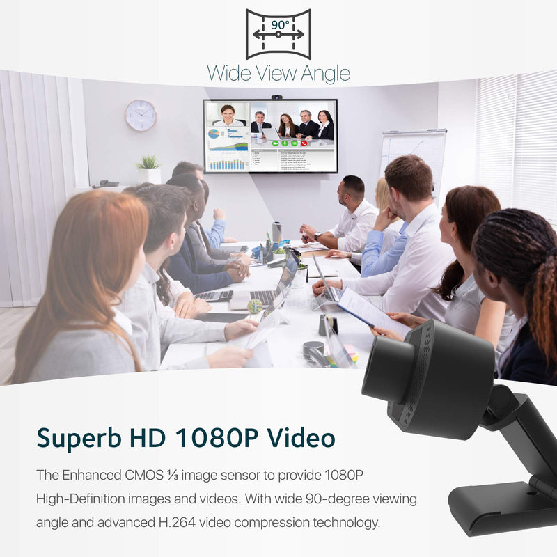  [AUSTRALIA] - 1080P Webcam with Microphone, Faleemi USB HD Desktop/Laptop Plug and Play Webcam with Auto Light Correction, Wide Angle for PC/Mac Video Live Streaming, Video Conference, Online Classes, Zoom Meeting