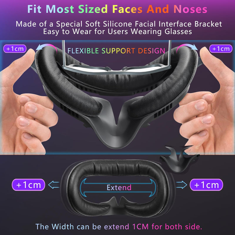  [AUSTRALIA] - SAQICO Face Pad & Face Cover Cushion Replacement Compatible with Oculus/Meta Quest 2 -VR Accessories Facial Interface Bracket Foam Soft Silicone & Comfortable Leather Sweat-Proof Anti-Leakage Nose Pad