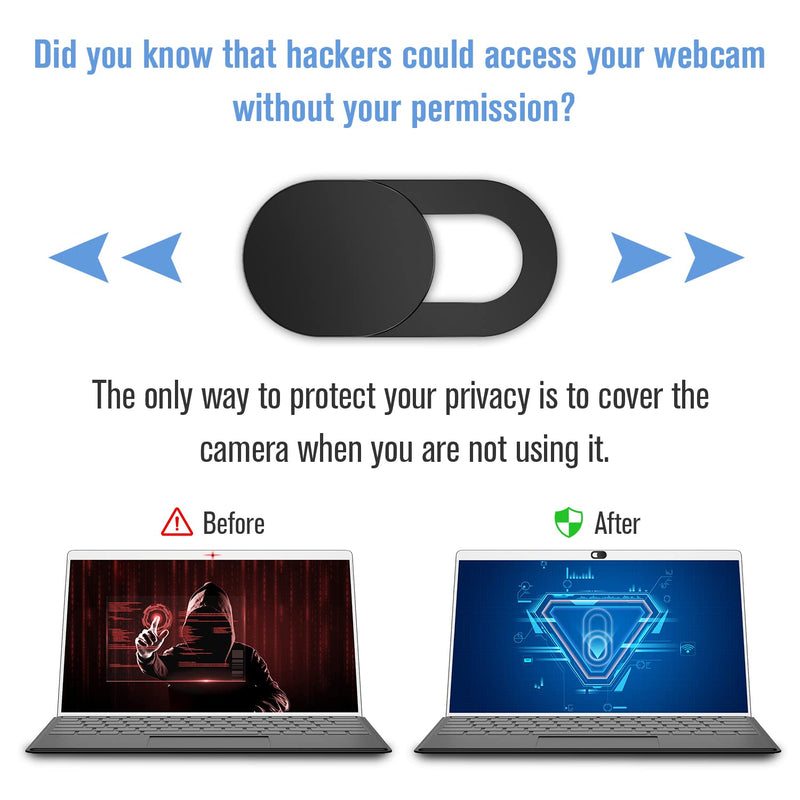  [AUSTRALIA] - Laptop Camera Cover Slide, [8 Pack] Ultra-Thin Webcam Cover Compatible with MacBook,Laptop,PC,Computer,iMac,iPad, iPhone Cell Phone etc. 0.022in Thick Web Blocker Protect Your Privacy and Security 8 Pack black