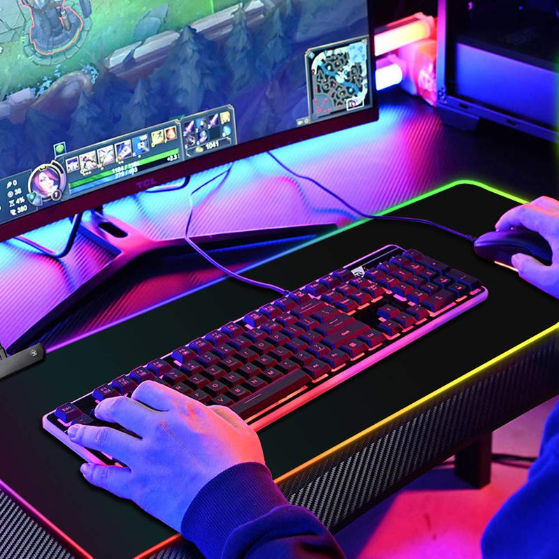 BZseed RGB Gaming Mouse Pad Extended Large LED Mouse Pad Anti-Slip Base Computer Keyboard Mouse Mat for Gaming Computer/Laptops/Office Desk (31.5 x 11.8 x 0.16 in, Black) 31.5 x 11.8 x 0.16 in - LeoForward Australia