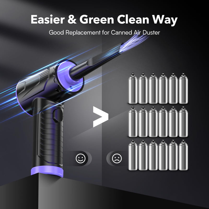  [AUSTRALIA] - Compressed Air Duster Keyboard Cleaner - 110000RPM Powerful Electric Air Duster Air Blower for Computer PC Cleaner Car Duster Replace Canned Dust Off Rechargeable Cordless Compressed Air Can 6000mAh CV15-BP
