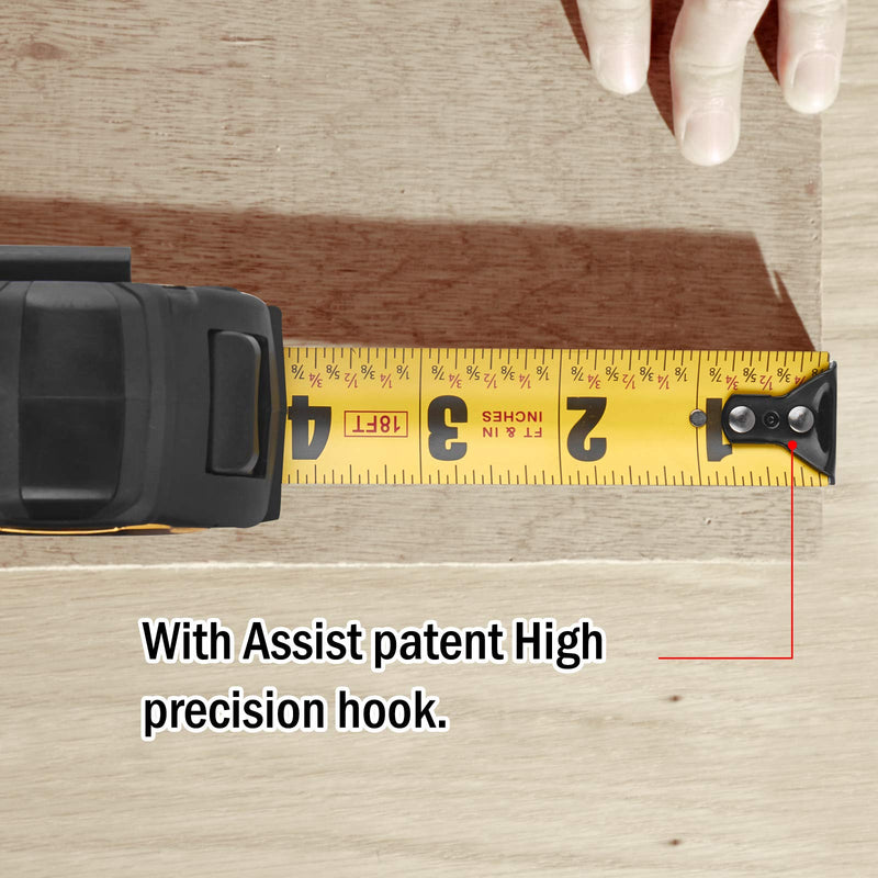  [AUSTRALIA] - ASSIST 18FT Measuring Tape by ASSIST 3.2m Level Standout, Both Side Printing Metal Blade,60% Thicker Blade,8 Times Longer Lifetime Than Normal one 18FT*0.09FT/ 5.5M*27MM