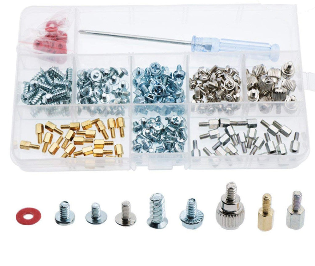  [AUSTRALIA] - CO RODE Computer Screws, 220pcs PC Screw Standoffs Spacer Set Assortment Kit for Hard Drive Computer Case Motherboard Fan Power Graphics with Extra Screwdriver