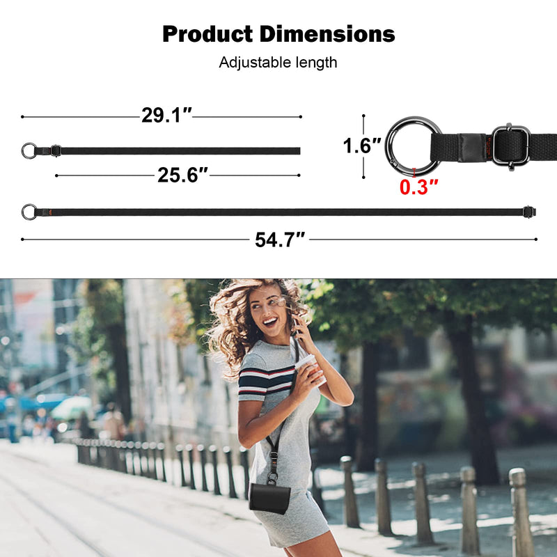  [AUSTRALIA] - Desing Wish Long Crossbody Lanyard Anti-Lost Cross Body Strap for Men/Women Cotton Strap Holder Lanyard for Key Phone Camera Black Lanyard