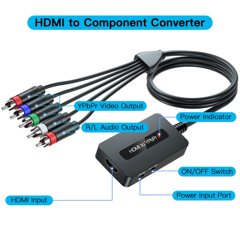  [AUSTRALIA] - HDMI to Component Converter Cable with HDMI and Component Cables, 1080P HDMI to YPbPr Converter, HDMI in Component Out Converter for DVD/STB/PS3/PS4 with HDMI Output