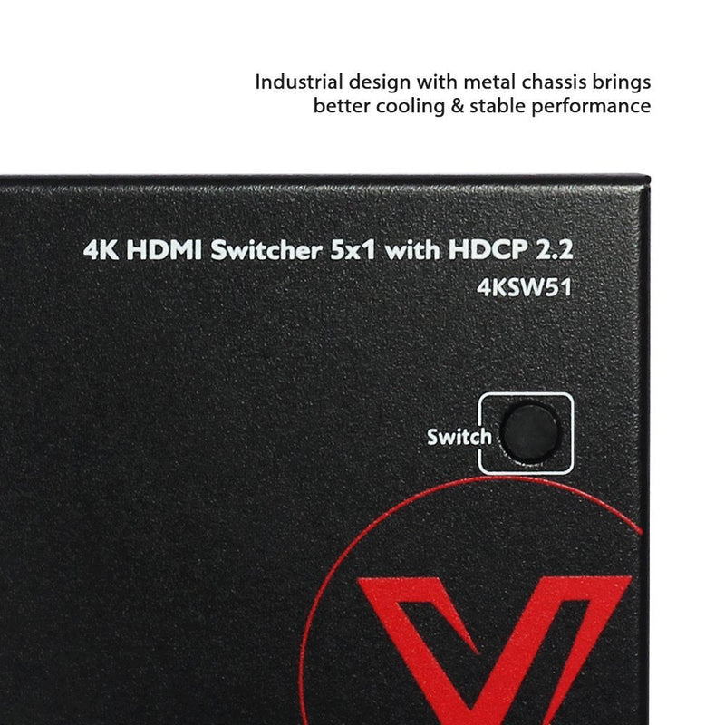  [AUSTRALIA] - AV Access 5 in 1 Out UHD 4K@60Hz HDMI Switch, Standard HDMI1.4 with 3D Effect, Switch with Zero Latency, HDCP 2.2 Compatible, Plug-in Switch and IR/Button Control, No-Driver Needed