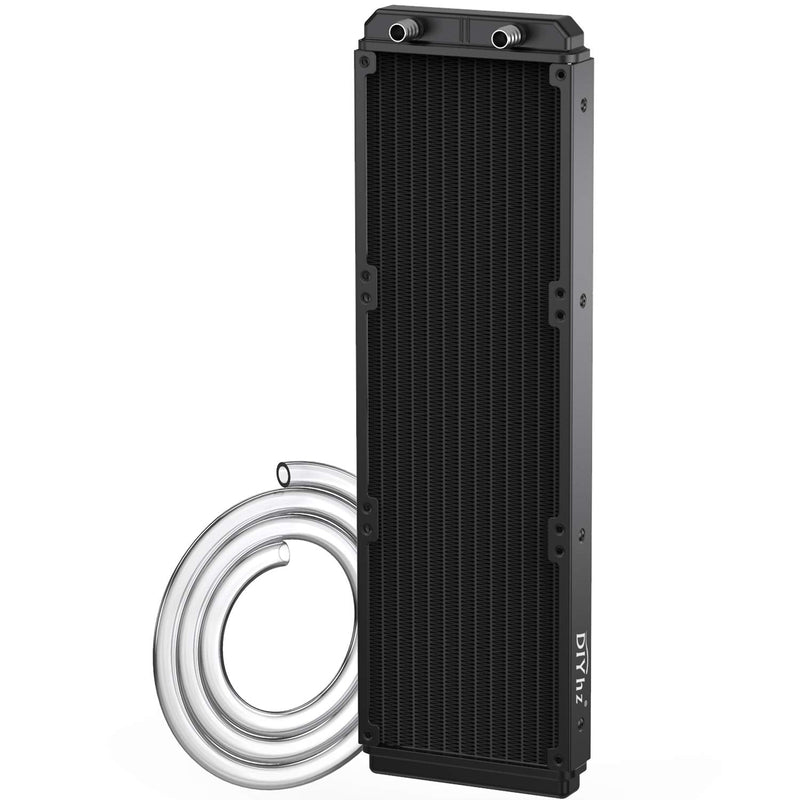  [AUSTRALIA] - DIYhz Water Cooling Computer Radiator, 12 Pipe Aluminum Heat Exchanger Liquid Cooling Radiator Heat Sink 360mm for CPU PC Laser Water Cool System DC12V Black with Tube round-360mm
