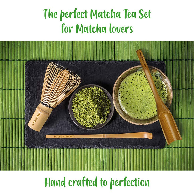  [AUSTRALIA] - MATCHAMAKA Japanese Matcha Tea Set - Matcha Whisk (Chasen), Traditional Scoop (Chashaku), Tea Spoon - The Perfect Matcha green tea ceremony set. Traditional MATCHA KIT
