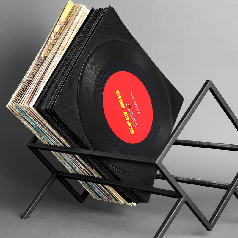  [AUSTRALIA] - Eaasty 50 Pieces Paper Vinyl Record Sleeves 45 RPM Protection Paper Covers for Singles Records Square Record Sleeves Outer Album Covers Vinyl Jacket Covers with Holes for Storage (Black, 7.3 Inch)