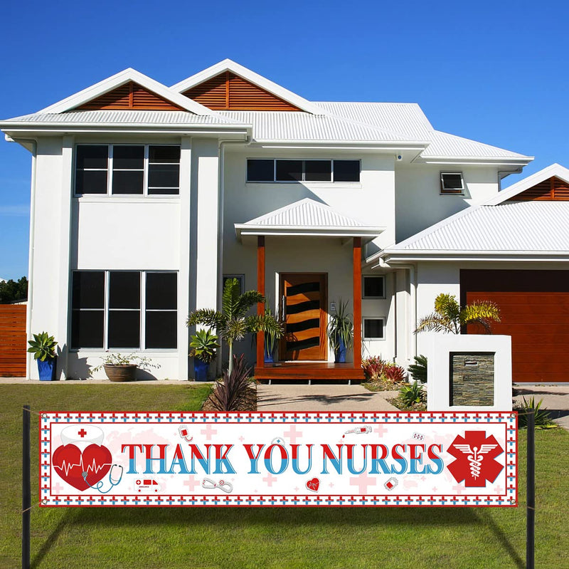  [AUSTRALIA] - Thank You Nurses Fence Banner Nurses Week Large Outdoor Banner Home Yard Office Hanging Sign Decoration