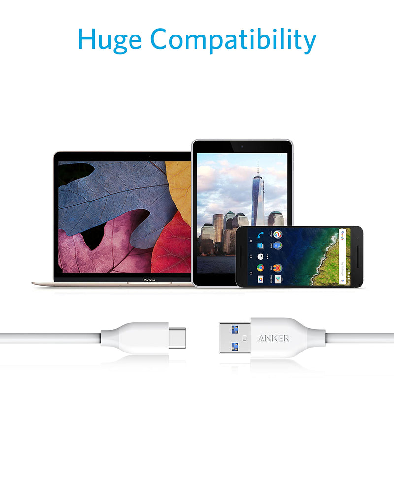  [AUSTRALIA] - Anker USB C Cable, Powerline USB 3.0 to USB C Charger Cable (3ft) with 56k Ohm Pull-up Resistor for Samsung Galaxy Note 8, S8, S8+, S9, Oculus Quest, Sony XZ, LG V20 G5 G6, HTC 10 (White) 3ft White 1