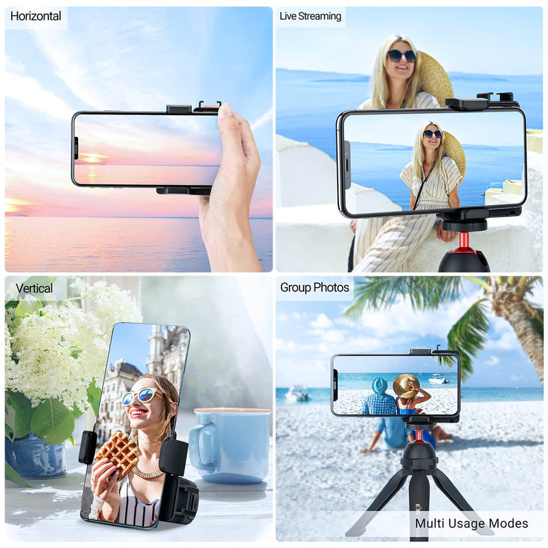  [AUSTRALIA] - KIWIFOTOS Phone Tripod Mount, Phone Camera Grip Handle Holder with Detachable Bluetooth Shutter Remote Control and Cold Shoe Adapter for iPhone Samsung Smartphone Selfie Vlog Video Shooting-Black