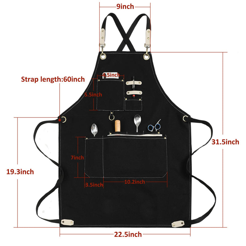  [AUSTRALIA] - Professional Kitchen Chef Cross Back Apron for Men Women Black