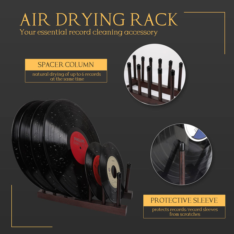  [AUSTRALIA] - NUSWOR Vinyl Record Cleaning Supporting Drying Rack, CD and Album Display/Storage Holder, Wenge Wood Stand That can Stack up 36 Discs of 7" 10''12", Practical LP Organizer/Turntable Accessories