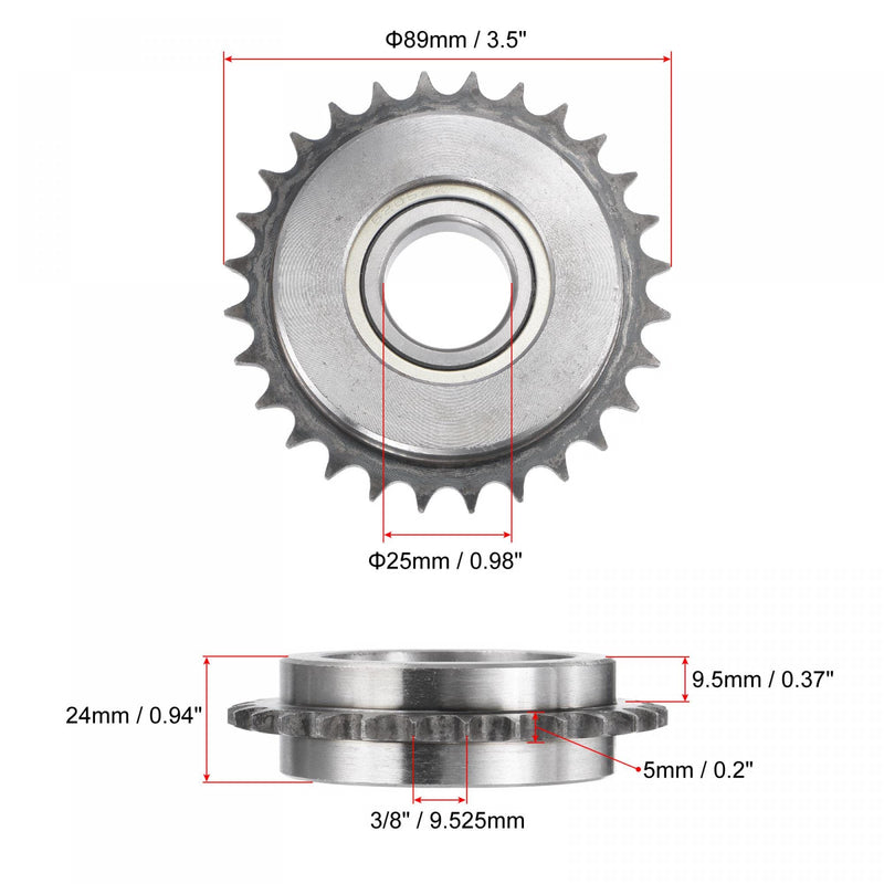  [AUSTRALIA] - uxcell #35 Chain Idler Sprocket, 25mm Bore 3/8" Pitch 28 Tooth Tensioner, Black Oxide Finish C45 Carbon Steel with Insert Single Bearing for ISO 06B Chains