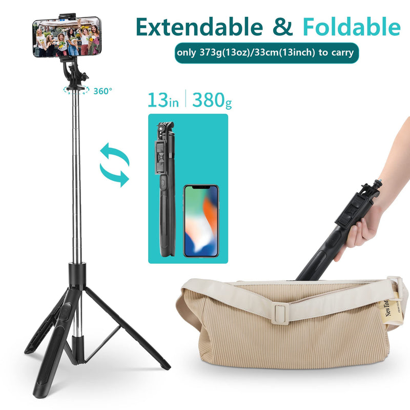  [AUSTRALIA] - Selfie Stick Tripod with Remote - 62inch Extendable Tall Cell Phone Tripod Stand for Gopro Camera, Portable Tripod for iPhone and Android Phone Selfies, Vlogging, Video Recording, Live Streaming No Light (Q05)
