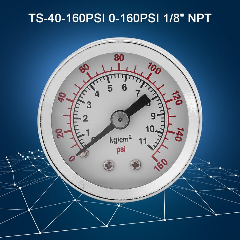  [AUSTRALIA] - 0-160PSI 1/8 Inch NPT Mini Pressure Gauge Vacuum Pressure Gauge Double Scale Water Oil Air Pressure Gauge, 40mm Dial, Clear Number Markings