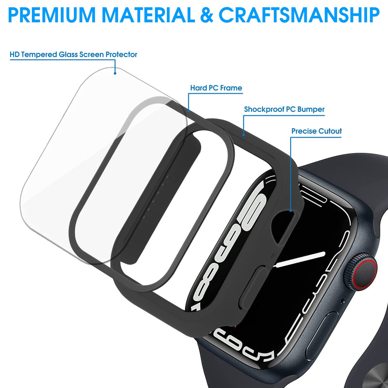  [AUSTRALIA] - Tiorecime 20 Pack Case for Apple Watch Series 8 & 7 45mm with Tempered Glass Screen Protector, Ultra-thin Shockproof Hard PC Protective Cover, All-around Edge Bumper Compatible with iWatch S8 S7 45mm