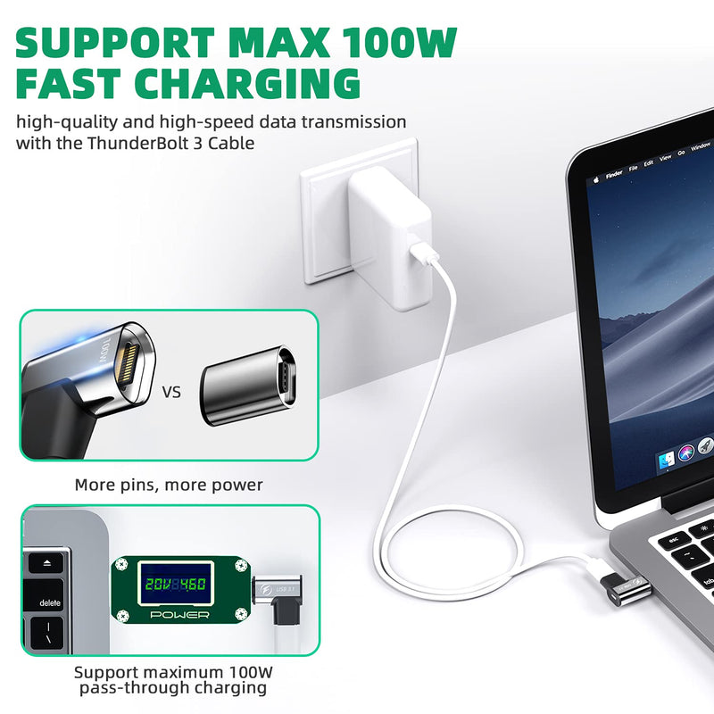  [AUSTRALIA] - DuHeSin USB C Magnetic Adapter, 24Pins Magnetic USB C Adapter, USB3.1 Gen2 10Gbps Data Transfer 4K 60Hz Video PD 100w Charge Compatible with MacBook Pro/Air USB-C Laptop Elbow
