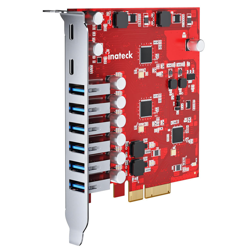  [AUSTRALIA] - Inateck PCIe to USB 3.2 Gen 2 Extension Card with 20 Gbps Bandwidth, 6 USB Type-A and 2 USB Type-C Ports, RedComets U22