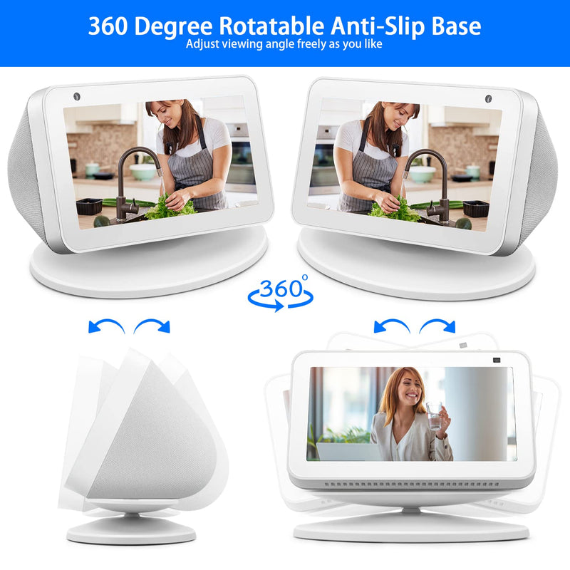  [AUSTRALIA] - Stand for Echo Show 5 & Echo Show 8, Universal Adjustable Speaker Stand Mount Magnetic Holder with Aluminum Anti-Slip Base, 360 Degree Rotation, Tilt Function (White) Show 5 Stand-White