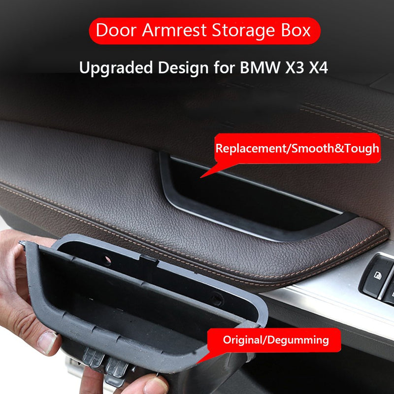 Jaronx for BMW X3 X4 Door Armrest Storage Box, Driver Side Door Storage Compartment Replacement Door Handle Armrest Container Phone Key Holder(Fits:BMW X3 F25 2010-2016,BMW X4 F26 2014-2017) X3/X4 Storage Box Black - LeoForward Australia
