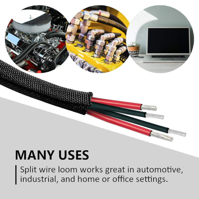  [AUSTRALIA] - MGI SpeedWare Woven Mesh Split-Sleeve Wire Loom for High-Temperature Automotive Harness and Home Cable Management - 25 feet (1/4") 1/4"