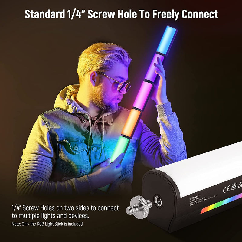  [AUSTRALIA] - NEEWER Magnetic Handheld Light Wand, 360° Full RGB Mini LED Video Light Stick with 2500mAh Rechargeable Battery, 2500-8500K Dimmable Camera Tube Light for Photography TikTok YouTube Vlog, TL96RGB