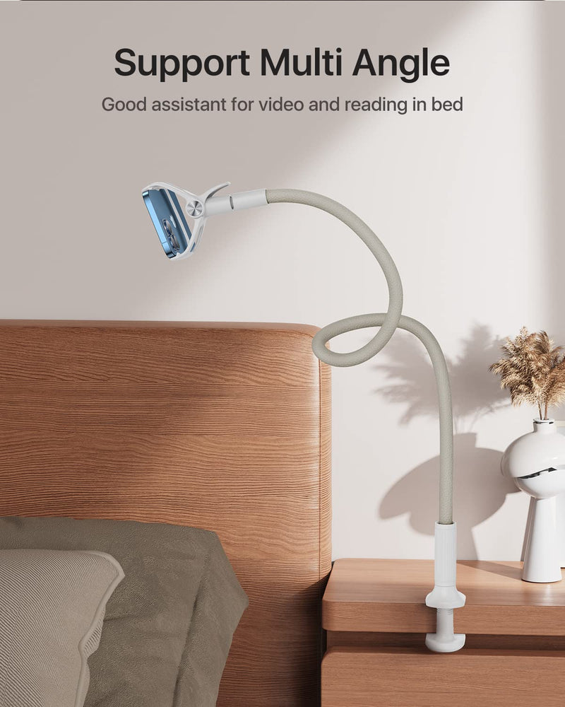  [AUSTRALIA] - andobil Gooseneck Phone Holder for Bed & Desk [40in Flexible & Sturdy Arm] 360 Adjustable Clamp Clip, Overhead Mount Stand Bedside Phone Holder for iPhone 14 13 Pro Max 12 11 Samsung S23 S22 S21 etc