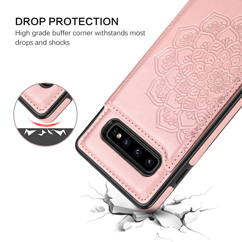  [AUSTRALIA] - BENTOBEN Samsung Galaxy S10 Wallet Case, PU Leather Heavy Duty Rugged Shockproof Protective Cases with Card Slots Cash Holder Phone Case for Samsung Galaxy S10 6.1 Inch, Rose Gold C372-Rose Gold