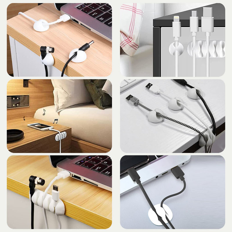  [AUSTRALIA] - 10 Pcs Cable Clips,Cord Organizer for Desktop Office Home Car (White