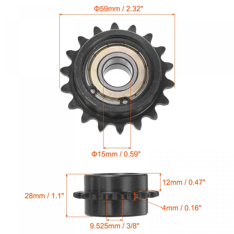  [AUSTRALIA] - uxcell #35 Chain Idler Sprocket, 15mm Bore 3/8" Pitch 18 Tooth Tensioner, Black Oxide Finished C45 Carbon Steel with Insert Double Bearing for ISO 06C Chains