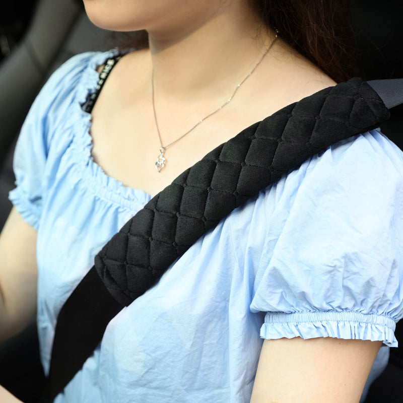  [AUSTRALIA] - Tatuo 4 Pack Car Seat Belt Pads Seatbelt Protector Soft Comfort Seat Belt Shoulder Strap Covers Harness Pads Helps Protect Your Neck and Shoulder (Black) Black