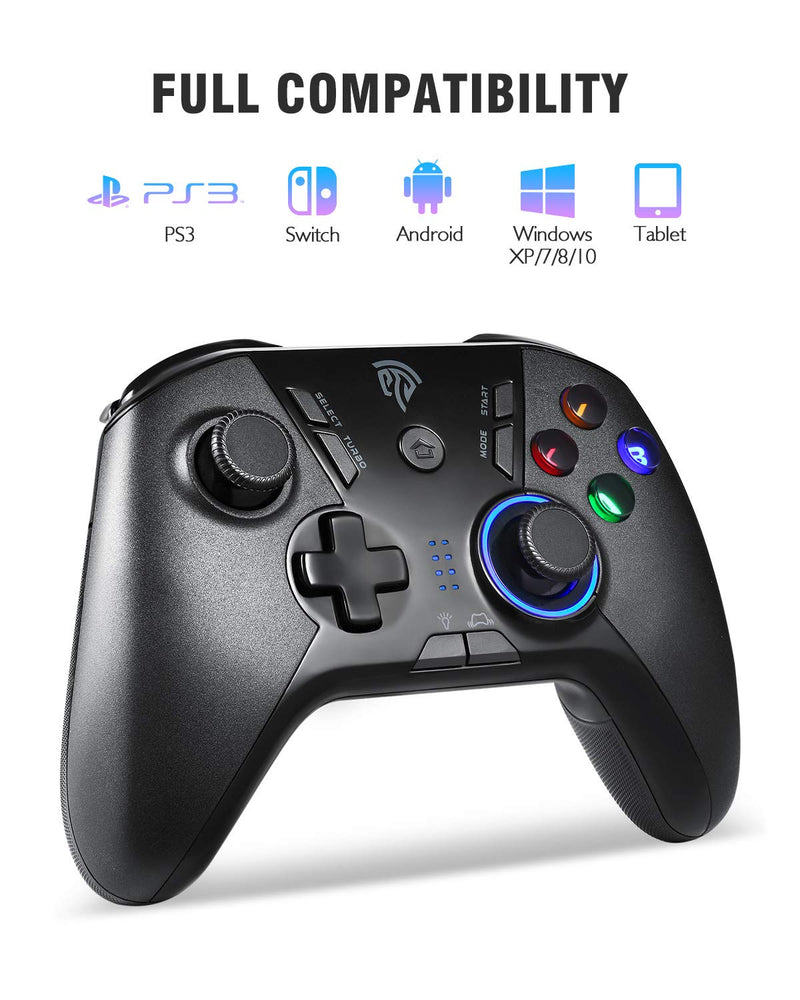  [AUSTRALIA] - EasySMX Wireless Gaming Controller for Windows PC/PS3/Android TV BOX, Dual Vibration Plug and Play Gamepad Joystick with 4 Customized Buttons, Battery Up to 14 Hours, Work Wired for Switch black